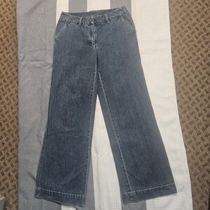 L.L.Bean Wide Leg Jeans 30x30 Medium Wash Denim High Rise (Altered Tall)